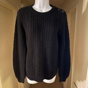 Banana Republic Black Cable Knit Sweater with Button Accents - Size S